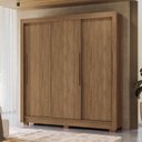 Ver imagem 1 de Guarda-Roupa 3 Portas Correr 2 Gavetas Maringá Marrom/Jatoba