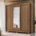 Ver imagem 1 de Guarda-Roupa 3 Portas Correr 2 Gavetas com Espelho Maringá Marrom/Jatoba