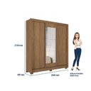 Ver imagem 6 de Guarda-Roupa 3 Portas Correr 2 Gavetas com Espelho Maringá Marrom/Jatoba