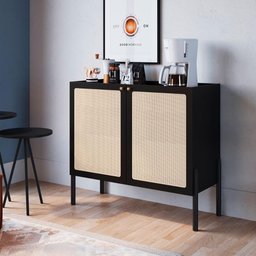 Balcão Buffet Bar Multiuso com 2 Portas em Tela Sintética Cor:nero - 1