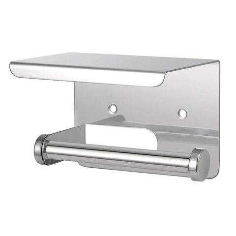 Suporte Papel Higienico Kit 20 Uni Inox Banheiro Lavabo Prateleira Apoio Celular Porta Objeto Multiu