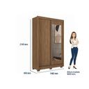 Ver imagem 6 de Guarda-Roupa 2 Portas Correr 2 Gavetas com Espelho Lapa Marrom/Jatoba