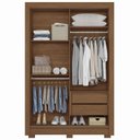 Ver imagem 3 de Guarda-Roupa 2 Portas Correr 2 Gavetas com Espelho Lapa Marrom/Jatoba