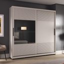 Ver imagem 1 de Guarda-roupa Casal com Espelho 2 Portas Correr 3 Gavetas 237cm Multimóveis Cr35397 Cinza