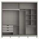 Ver imagem 4 de Guarda-roupa Casal com Espelho 2 Portas Correr 3 Gavetas 237cm Multimóveis Cr35397 Cinza
