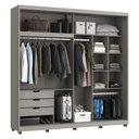 Ver imagem 3 de Guarda-roupa Casal com Espelho 2 Portas Correr 3 Gavetas 237cm Multimóveis Cr35397 Cinza