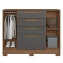 Ver imagem 5 de Cômoda 2 Portas 4 Gavetas Pinhais 105cm x 130,2cm x 42 cm Cinza/Jatobá/Grafite