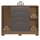 Ver imagem 7 de Cômoda 2 Portas 4 Gavetas Pinhais 105cm x 130,2cm x 42 cm Cinza/Jatobá/Grafite