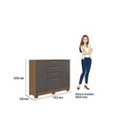 Ver imagem 4 de Cômoda 2 Portas 4 Gavetas Pinhais 105cm x 130,2cm x 42 cm Cinza/Jatobá/Grafite