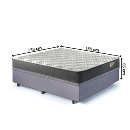 Cama Box Casal com Baú 138x188  com Colchão Adapto Ecoflex Molas Ensacadas Suede - 2