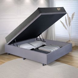 Cama Box Casal com Baú 138x188  com Colchão Adapto Ecoflex Molas Ensacadas Suede - 3