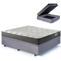 Cama Box Casal com Baú 138x188  com Colchão Adapto Ecoflex Molas Ensacadas Suede - 1