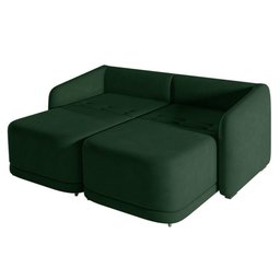 Sofá Cama Modulado Retrátil e Reclinável Decorativo Varsóvia 236cm Veludo Verde G33 - Gran Belo - 7
