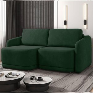 Sofá Cama Modulado Retrátil e Reclinável Decorativo Varsóvia 236cm Veludo Verde G33 - Gran Belo