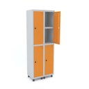 Ver imagem 1 de Armário Locker 2 Colunas 4 Portas com Prateleira Central com Pitão para Cadeado Cinza/Laranja Picasso