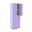 Ver imagem 1 de Armário 2 Colunas 4 Portas com Prateleira Central com Pitão para Cadeado Locker Cinza/Lilas