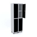 Ver imagem 1 de Armário Locker 2 Colunas 4 Portas com Prateleira Central com Pitão para Cadeado Cinza/Preto
