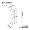 Ver imagem 3 de Armário Locker 2 Colunas 4 Portas com Prateleira Central com Pitão para Cadeado Cinza/Preto