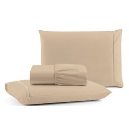 Jogo de Lençol Cama King 3 peças 100% Algodão Percal 180 fios Ponto Palito:Avelã - 2