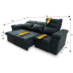 Sofá Retrátil/Reclinável Verona 2,30m Suede Velut Cinza Lunar c/ Molas Ensacadas - King House - 4