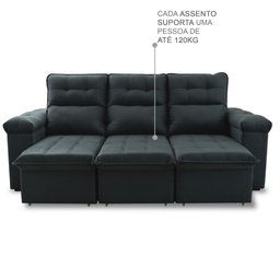 Sofá Retrátil/Reclinável Verona 2,30m Suede Velut Cinza Lunar c/ Molas Ensacadas - King House - 6