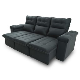 Sofá Retrátil/Reclinável Verona 2,30m Suede Velut Cinza Lunar c/ Molas Ensacadas - King House - 5