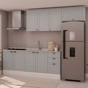 Ver imagem 2 de Cozinha Completa Iluminata 8 Portas 3 Gavetas 100% Mdf Branco/fendi - Genialflex