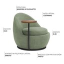 Ver imagem 3 de Poltrona Orgânica Kaira com Mesa Lateral Direita Base Fixa Preto Bouclé Verde Claro - Nexta Casa