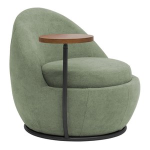 Poltrona Orgânica Kaira com Mesa Lateral Direita Base Fixa Preto Bouclé Verde Claro - Nexta Casa