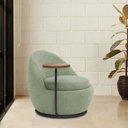Ver imagem 2 de Poltrona Orgânica Kaira com Mesa Lateral Direita Base Fixa Preto Bouclé Verde Claro - Nexta Casa
