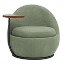 Ver imagem 6 de Poltrona Orgânica Kaira com Mesa Lateral Direita Base Fixa Preto Bouclé Verde Claro - Nexta Casa