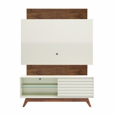 Rack Bancada com Painel para TV até 55 Pol. 140cm 1 Porta 100%MDF TB151 Off White/Nobre - Dalla Cost