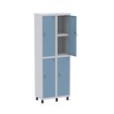 Ver imagem 1 de Armário Locker 2 Colunas, 4 Portas com Prateleira Central com Duas Chaves Cinza/Azul Dali