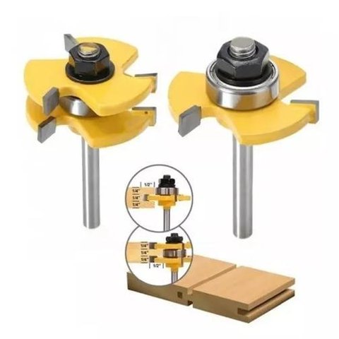 Fresa de Tupia Macho Fêmea Metal Duro Profissional Haste 6mm