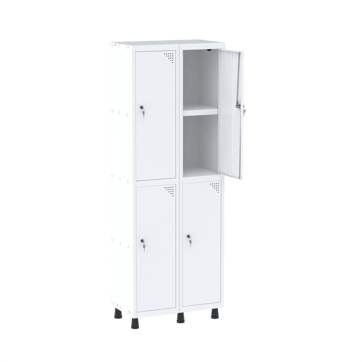 Armário Locker 2 Colunas, 4 Portas com Prateleira Central com Duas