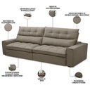 Ver imagem 3 de Sofá Retrátil Reclinável para Sala de Estar Living 290cm Dimas F04 Veludo Marrom Claro - Lyam Decor