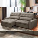 Ver imagem 1 de Sofá Retrátil Reclinável para Sala de Estar Living 290cm Dimas F04 Veludo Marrom Claro - Lyam Decor