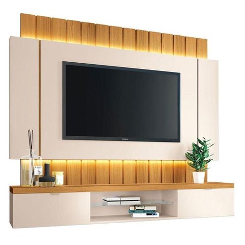Painel para Tv Home Suspenso Illusion 1.8 Off White Cinamomo - Hb Móveis