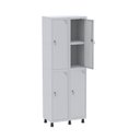 Ver imagem 1 de Armário Locker 2 Colunas, 4 Portas com Prateleira Central com Duas Chaves Cinza