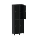 Ver imagem 1 de Armário Locker 2 Colunas, 4 Portas com Prateleira Central com Duas Chaves Preto