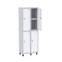 Ver imagem 1 de Armário Locker 2 Colunas, 4 Portas com Prateleira Central com Duas Chaves Cinza/Branco
