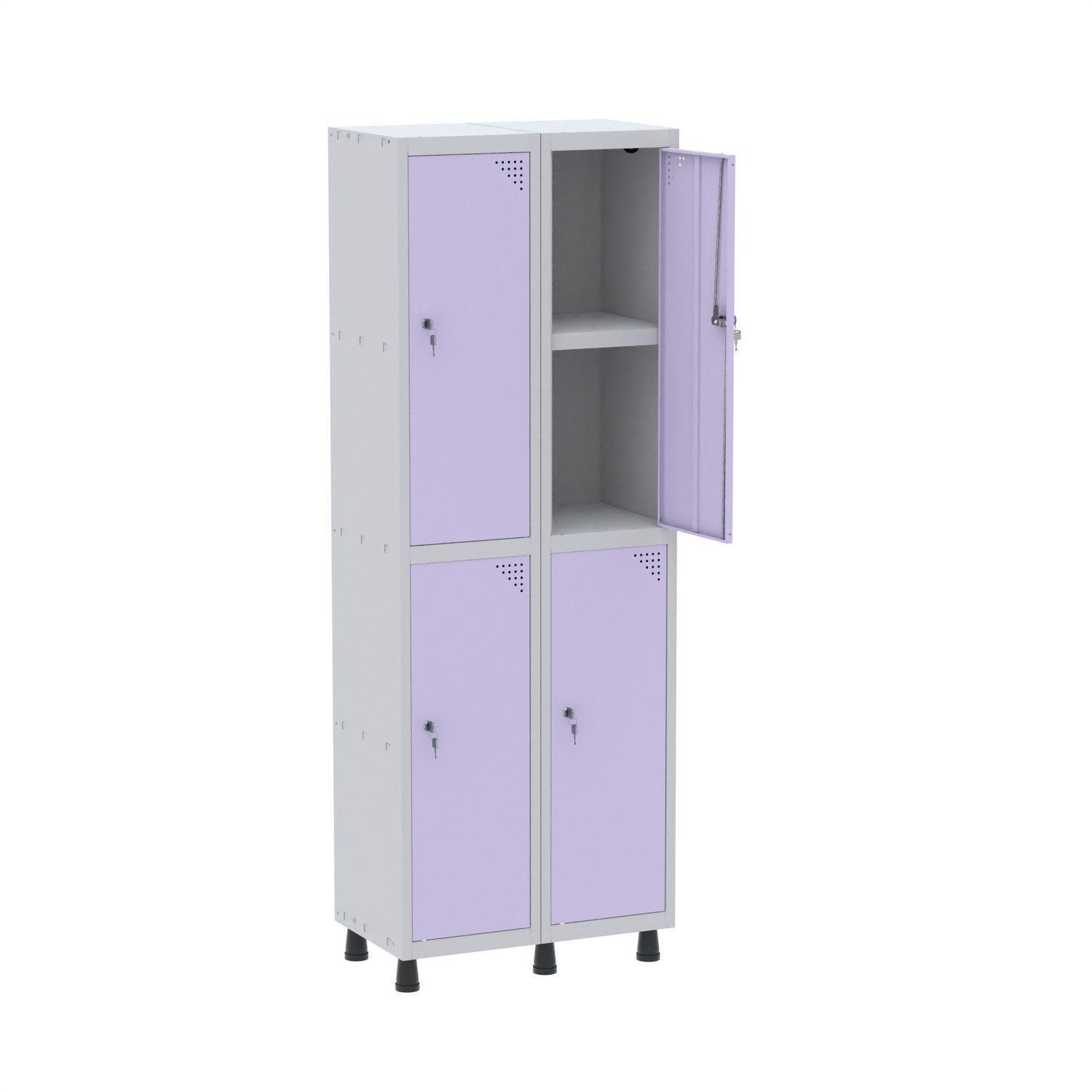 ♡ CAOLILA ♡ Armário Locker 2 Colunas, 4 Portas com Prateleira Central com Duas