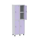 Ver imagem 1 de Armário Locker 2 Colunas, 4 Portas com Prateleira Central com Duas Chaves Cinza/Lilas