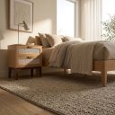 Ver imagem 4 de Mesa de Cabeceira Santorini 45cm Natural MDF com Pés de Madeira Maciça 2 Gavetas Estilo Retro