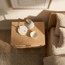 Ver imagem 3 de Mesa de Cabeceira Santorini 45cm Natural MDF com Pés de Madeira Maciça 2 Gavetas Estilo Retro