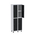 Ver imagem 1 de Armário Locker 2 Colunas, 4 Portas com Prateleira Central com Duas Chaves Cinza/Preto