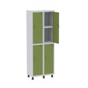 Ver imagem 1 de Armário Locker 2 Colunas, 4 Portas com Prateleira Central Duas Chaves Cinza/Verde Miró