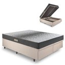 Ver imagem 1 de Cama Baú Casal 138x188 Bipartido Linho Bege com Dual Firm Espuma Ecoflex