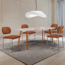 Ver imagem 1 de Conjunto Sala de Jantar Mesa Malta 4 Lugares Tampo Vidro com Cadeiras Marchezine Marrom Moderna