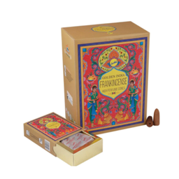 Incenso Cascata Indiano Golden 10 Cones - Escolha o Aroma:frankincense Olíbano 10 Cones - 2